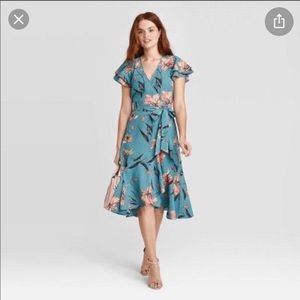 A New Day Ruffle Floral Faux Wrap Dress